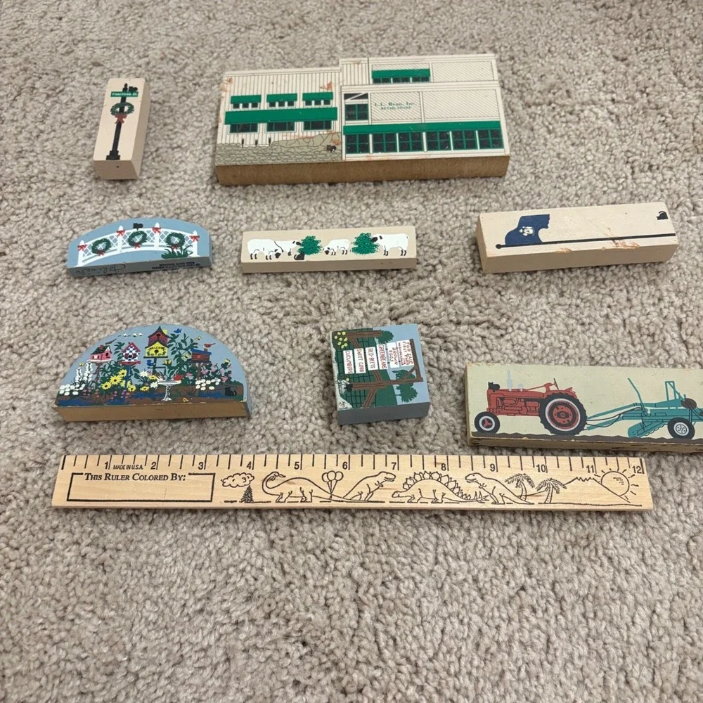Vintage The Cat's Meow 1990s Blocks Decor Collection Lot of 8 Signed and Marked‎